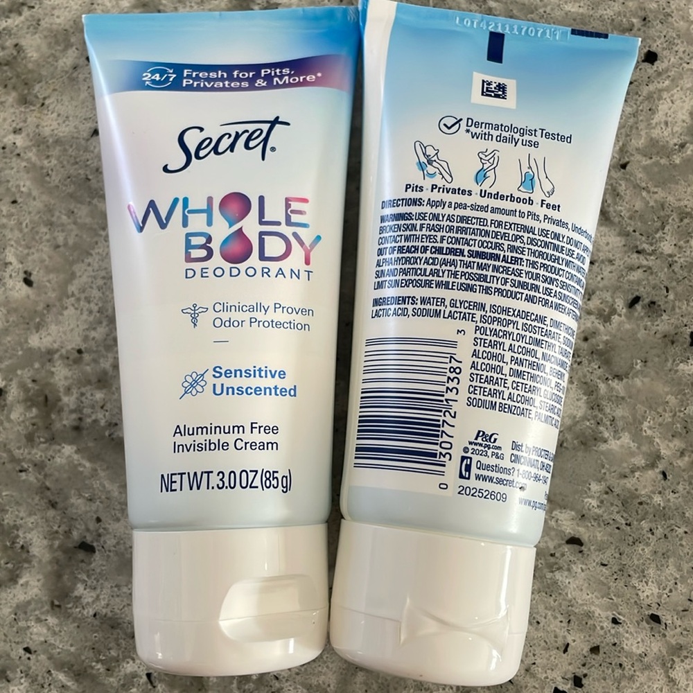 2 Whole Body Aluminum Free Deodorant Cream Unscented 3.2Oz